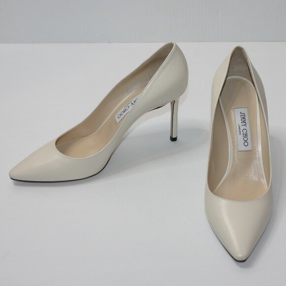 Jimmy Choo Romy 85 in Linen Kid Leather Pumps Shoes size EU 40.5 / US 10.5 NEW - Picture 1 of 5